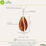 Colier Argint 925 cu Chihlimbar Lacrima – Protectie, Caldura si Eleganta Naturala