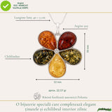 Colier Argint 925 cu Chihlimbar Floare – Feminitate si Energie Solara