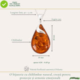 Colier Argint 925 cu Chihlimbar Lacrima – Caldura, Protectie si Echilibru