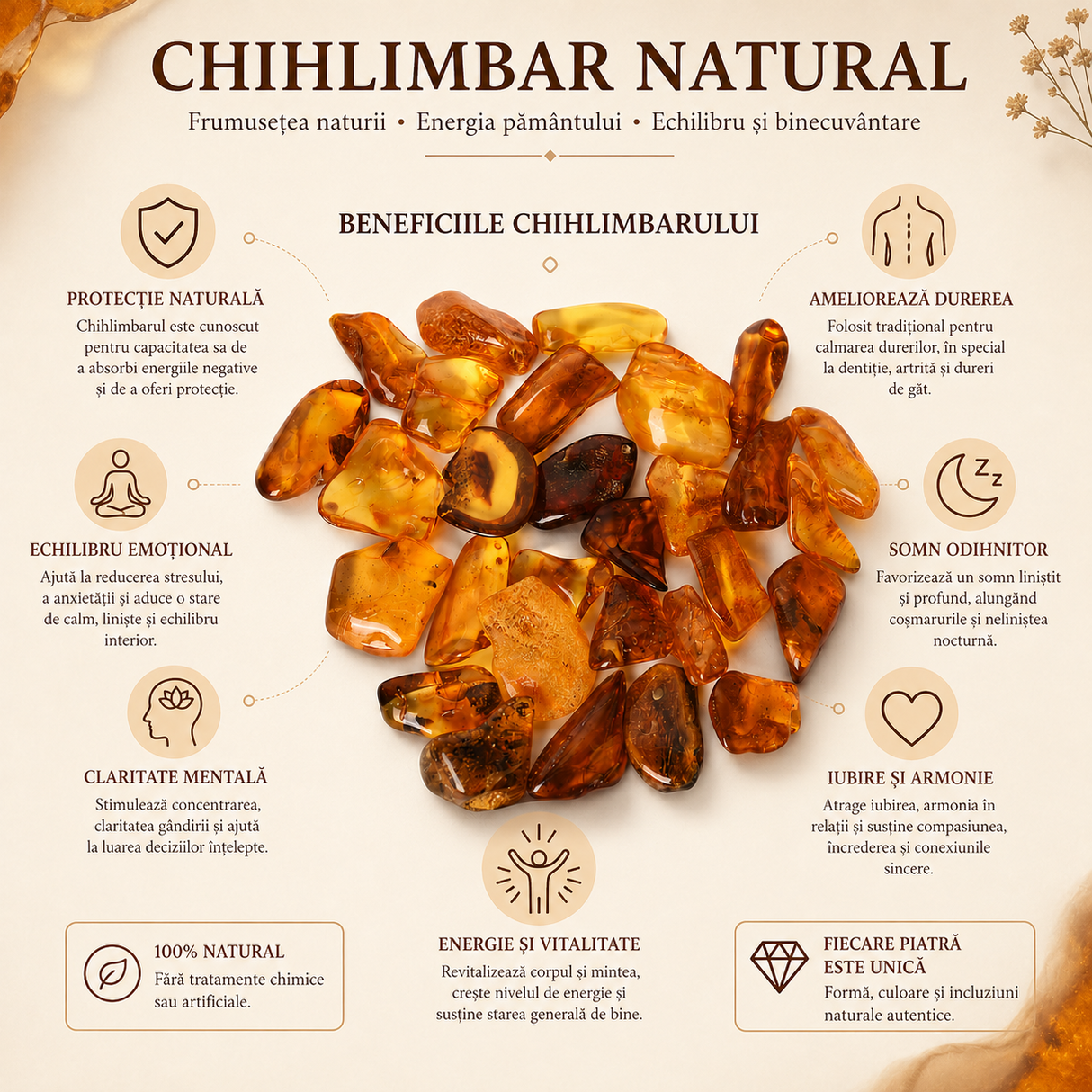 Pietre Naturale de Chihlimbar – Vitalitate, Caldura si Energie Pozitiva