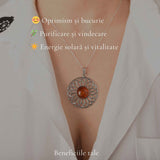Colier Argint 925 cu Floare Mare din Chihlimbar Natural - Energie Calda si Feminitate