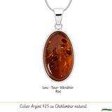 Colier Argint 925 Oval cu Chihlimbar – Armonie si Energie Pozitiva