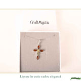 Colier Argint 925 cu Chihlimbar Cruce – Protectie si Energie Luminoasa