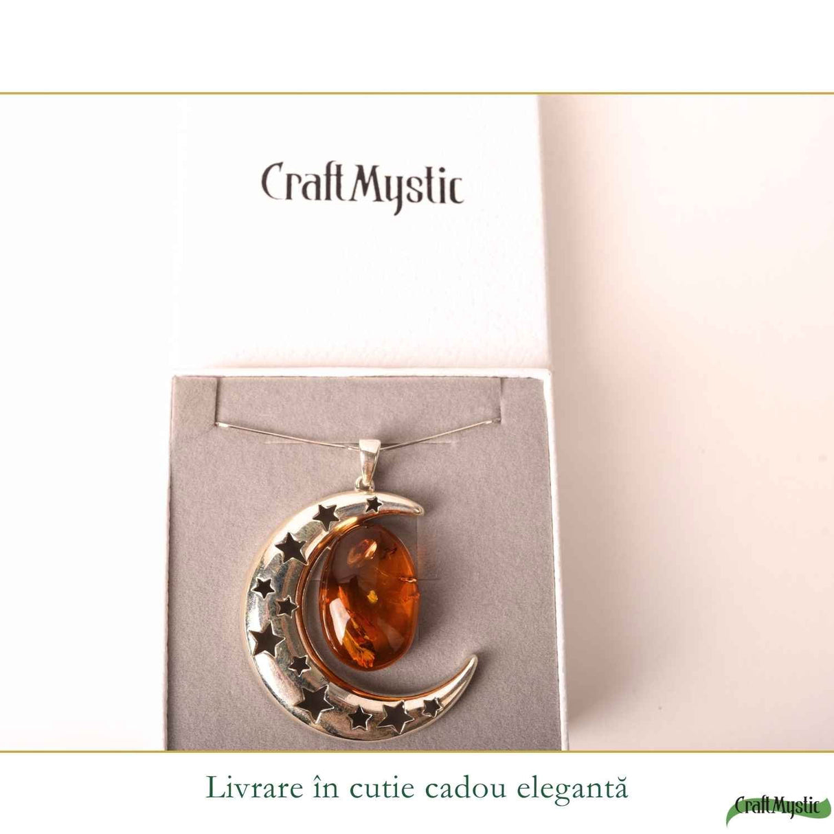 Colier Argint 925 cu Chihlimbar Verde si Perla – Eleganta si Feminitate