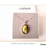 Colier Argint 925 cu Chihlimbar Verde Camee Feminina – Eleganta si Feminitate