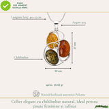 Colier Argint 925 cu Chihlimbar in 3 Culori Floare – Energie si Feminitate