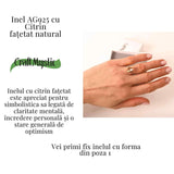 Inel reglabil din argint 925 cu citrin fatetat, simbol al claritatii si optimismului interior