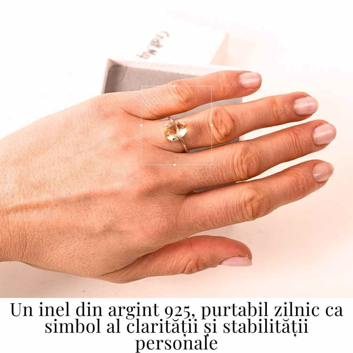 Inel reglabil din argint 925 cu citrin fatetat, simbol al claritatii si optimismului interior