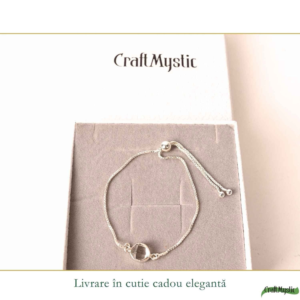 Bratara Argint 925 cu Herkimer Natural Neuniform – Claritate si Intuitie Autentica