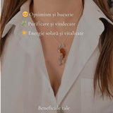 Colier argint 925 cu paun si chihlimbar natural - Energie solara si protectie