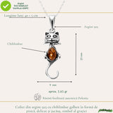 Colier Argint 925 Pisica cu Chihlimbar Natural - Protectie si Energie Calda
