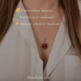 Colier argint 925 cu floare si chihlimbar natural - Energie solara si feminitate