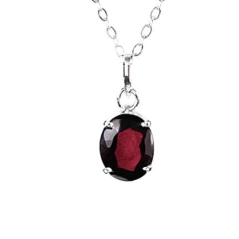 Colier Argint 925 cu Granat Oval fatetat- Pasiune, Curaj si Energie Interioara