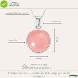 Colier argint 925 cu Cuart Roz rotund – iubire de sine si armonie interioara
