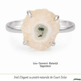 Inel Argint 925 cu Cuart Solar Neuniform – Energie Si Eleganta Naturala