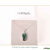 Colier Argint 925 cu Crisocola Dreptunghi – Calm si Armonie Interioara