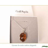 Colier Argint 925 cu Chihlimbar Natural Oval Mare - Energie Calda si Echilibru