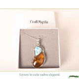 Colier Argint 925 cu Chihlimbar si Larimar Natural - Energie Calda si Echilibru
