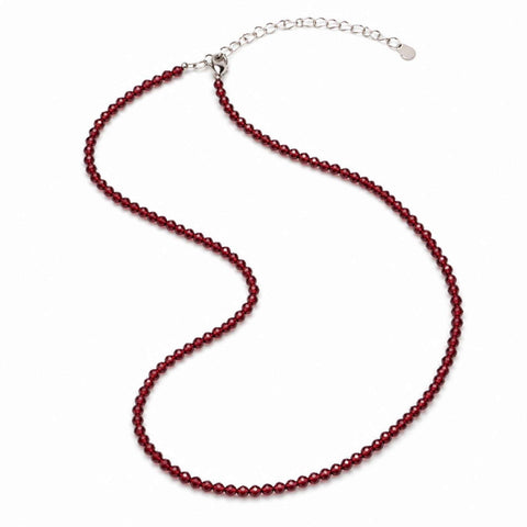 Colier fin la Baza Gatului Tip Choker cu Granat Fatetat 3 mm – Eleganta Naturala