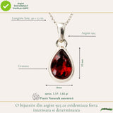 Colier Argint 925 cu Granat Lacrima – Energie si Feminitate Profunda