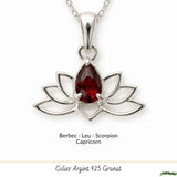 Colier Argint 925 cu Granat Lotus – Energie si Renastere Interioara