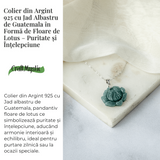 Colier Argint 925 cu Jad Albastru Guatemala in Forma de Floare de Lotus - Puritate si Armonie Interioara