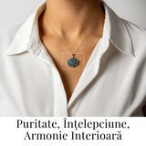 Colier Argint 925 cu Jad Albastru Guatemala in Forma de Floare de Lotus - Puritate si Armonie Interioara