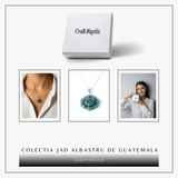 Colier Argint 925 cu Jad Albastru Guatemala in Forma de Floare de Lotus - Puritate si Armonie Interioara