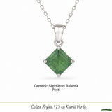 Colier Argint 925 cu Kianit Verde Fatetat Patrat – Echilibru si Claritate