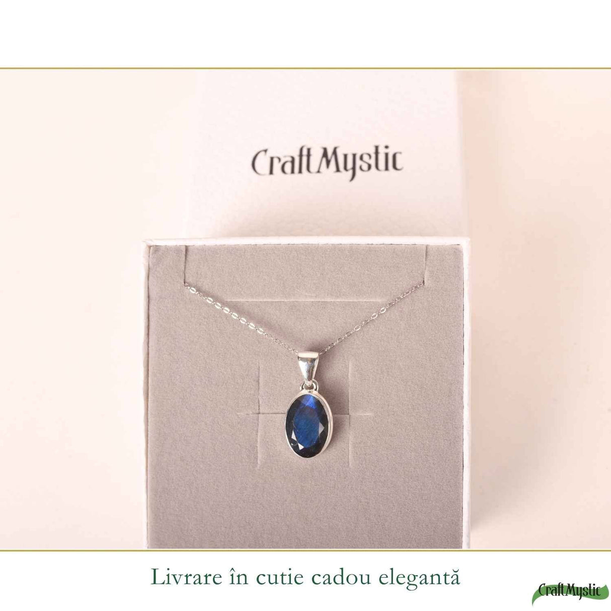 Colier Argint 925 cu Labradorit Fatetat Oval – Intuitie si Protectie