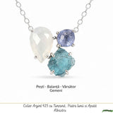 Colier Argint 925 cu Piatra Lunii, Apatit Albastru si Tanzanit – Echilibru si Inspiratie