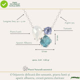 Colier Argint 925 cu Piatra Lunii, Apatit Albastru si Tanzanit – Echilibru si Inspiratie