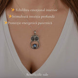 Colier Argint 925 cu Labradorit in forma de Bufnita – Protectie si Intuitie