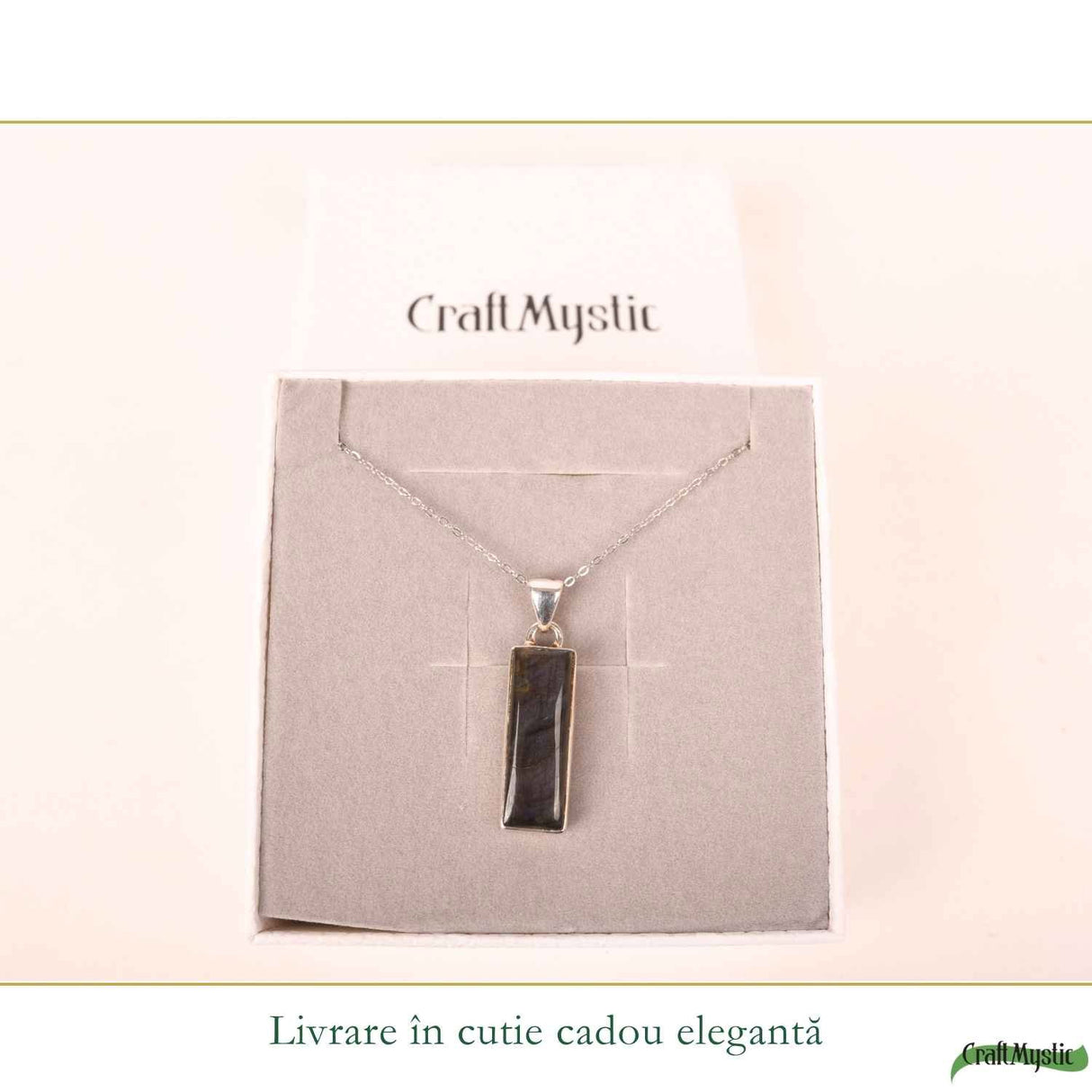 Colier Argint 925 cu Labradorit Violet Dreptunghi – Claritate si Protectie