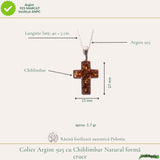 Colier argint 925 forma cruce si chihlimbar natural - Protectie si energie solara