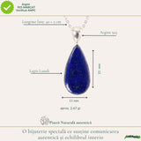 Colier argint 925 cu Lapis Lazuli lacrima – Claritate mentala si liniste interioara