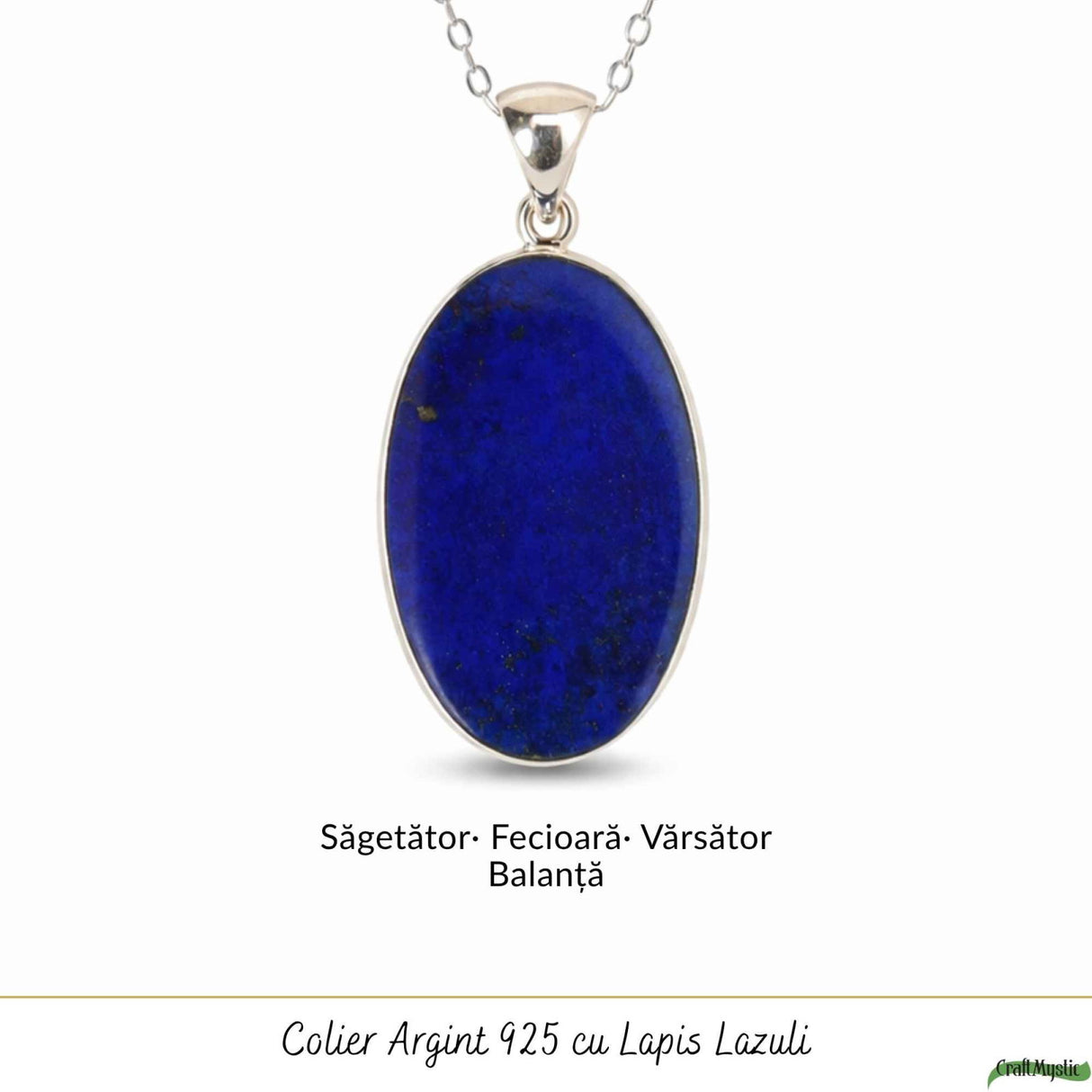 Colier argint 925 cu Lapis Lazuli forma ovala – Claritate mentala si echilibru interior