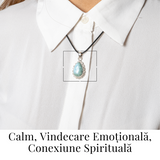 Colier Argintiu cu Piatra Naturala Larimar in Forma de Lacrima - Calm si Armonie Interioara