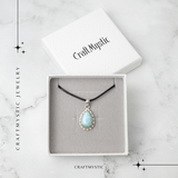 Colier Argintiu cu Piatra Naturala Larimar in Forma de Lacrima - Calm si Armonie Interioara