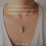 Colier Argint 925 cu Larimar, Apatit Albastru si Piatra Lunii Floare – Feminitate si Calm