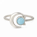 Inel Argint 925 cu Larimar Semiluna – Calm Interior si Eleganta Feminina
