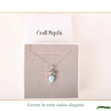 Colier Argint 925 cu Larimar, Apatit Albastru si Piatra Lunii Floare – Feminitate si Calm