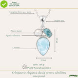 Colier Argint 925 cu Larimar, Apatit Albastru si Piatra Lunii Floare – Feminitate si Calm