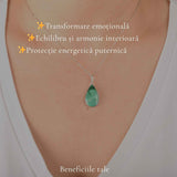 Colier Argint 925 cu Malachit Lacrima – Protectie si Eliberare Emotionala
