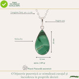 Colier Argint 925 cu Malachit Lacrima – Protectie si Eliberare Emotionala