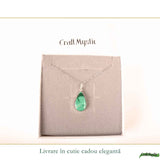 Colier Argint 925 cu Malachit Lacrima – Protectie si Eliberare Emotionala