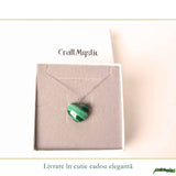 Colier cu Malachit Natural in Forma de Inima si lant argint 925 – Transformare si Echilibru Emotional