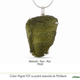 Colier Argint 925 cu Moldavit Brut Natural – Energie si Transformare Interioara