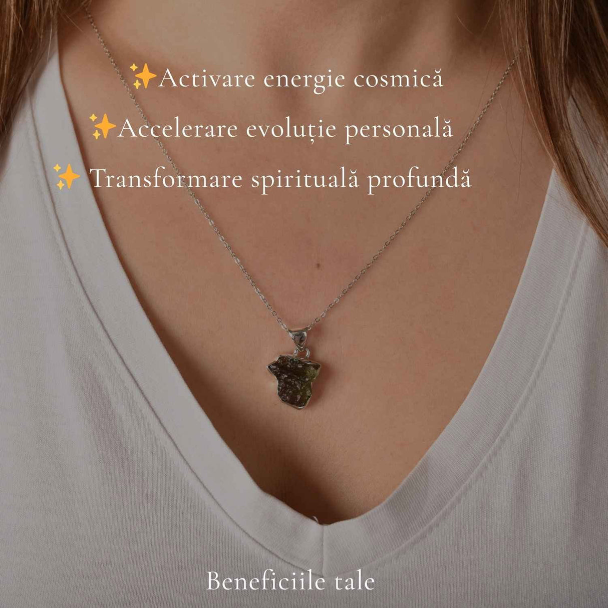 Colier argint 925 cu moldavit brut neregulat – energie si transformare autentica