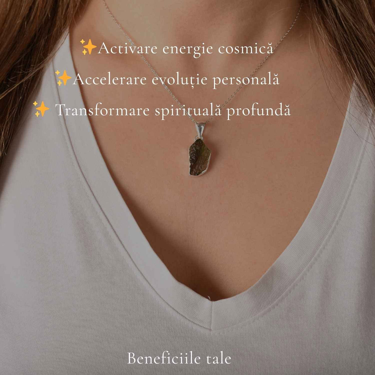 Colier argint 925 cu moldavit brut neuniform – claritate si transformare interioara
